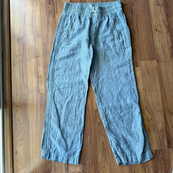 ATHLETA Cabo Linen Wide Leg Chambray Blue Pants Womens 4 - Picture 2 of 5